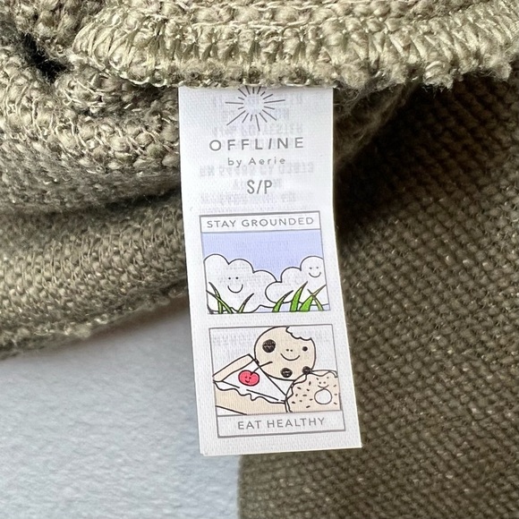 NEW Aerie Snowday Olive Green Mock Waffle Knit Women’s Hoodie Sweatshirt Sz S - Picture 6 of 11